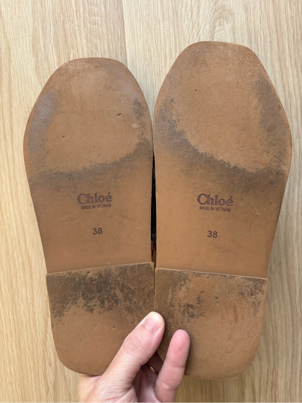 Chloe Black Leather Slide Sandals with Red & White Trim - Picture 2 of 4